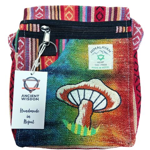 Orange Mushrooms Hemp Embroidery Mushroom Party Bag