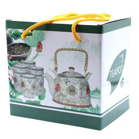 White Stone Oriental Herbal Teapot Set