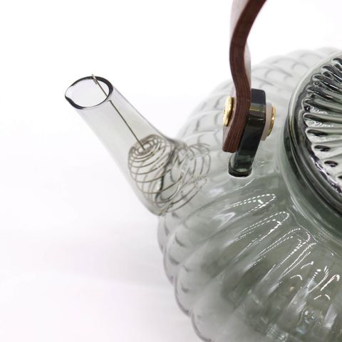 Charcoal Ribbed Pearl Glass Infuser Teapot 950ml