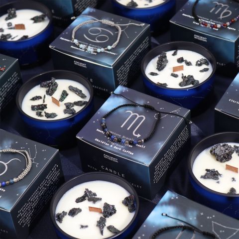 Pisces Zodiac Crystal Candle with Gemstone Bracelet