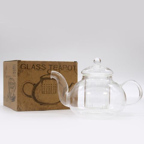 Round Pearl Glass Infuser Teapot 800ml