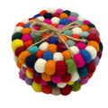 Multi Colour Felt Ball Round Coasters  (set of 4)