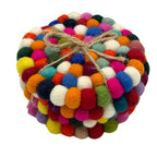 Multi Colour Felt Ball Round Coasters  (set of 4)