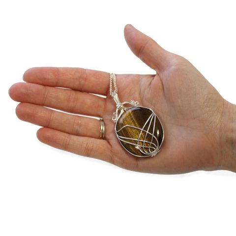 Tiger Eye Swirl Wrapped Gemstone Necklace