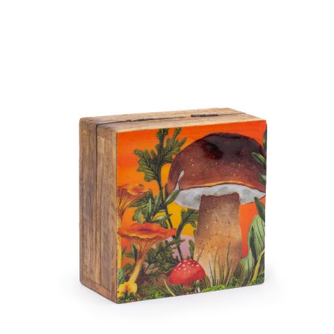 Maroon Mushroom  Enamelled Square Box Small