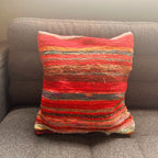Rich Reds Rag Rug Cushion Cover