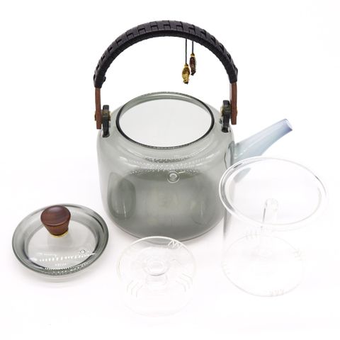 Glass Infuser Teapot With Steamer System Charcoal   1000ml