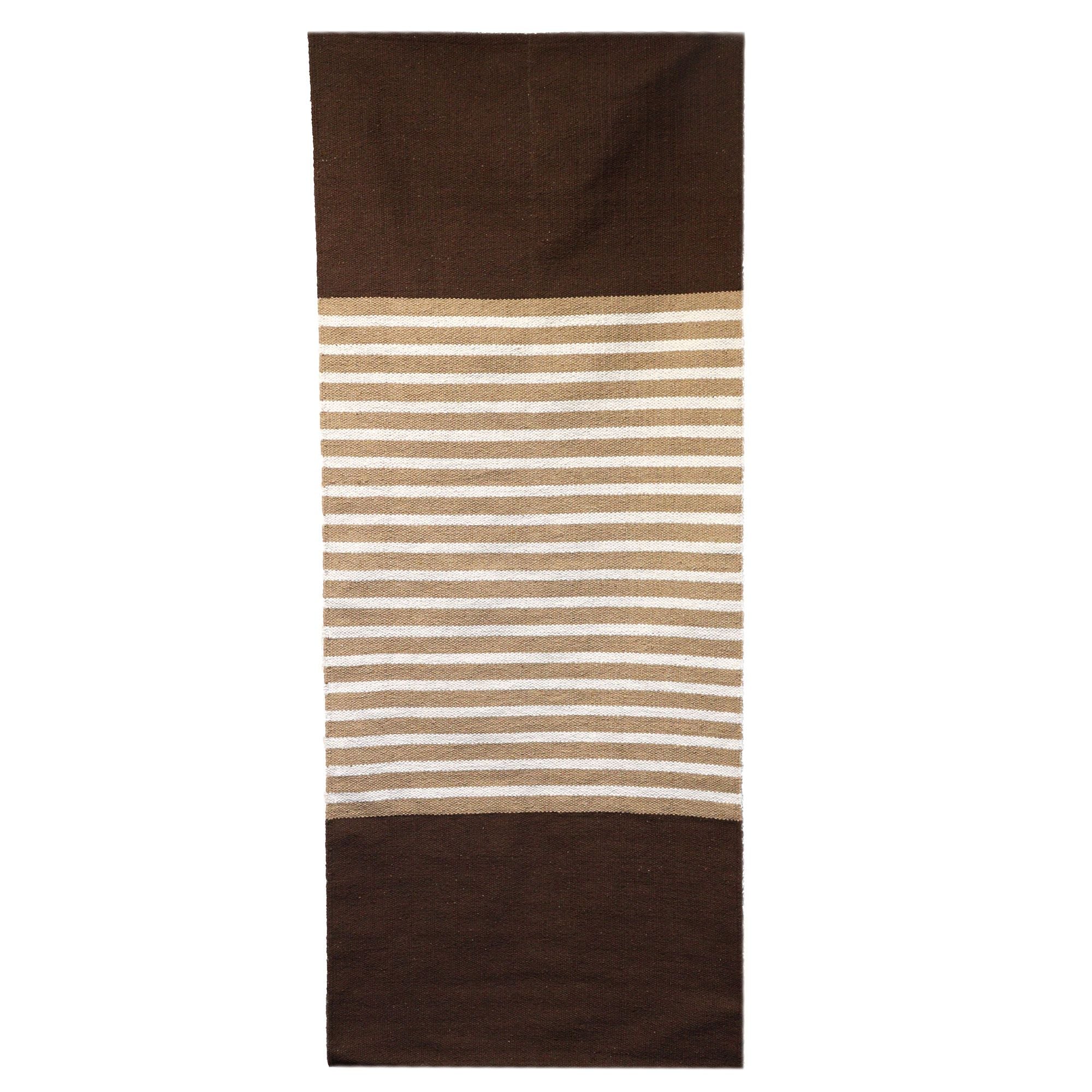 Dark Brown / Beige Indian Cotton Rug