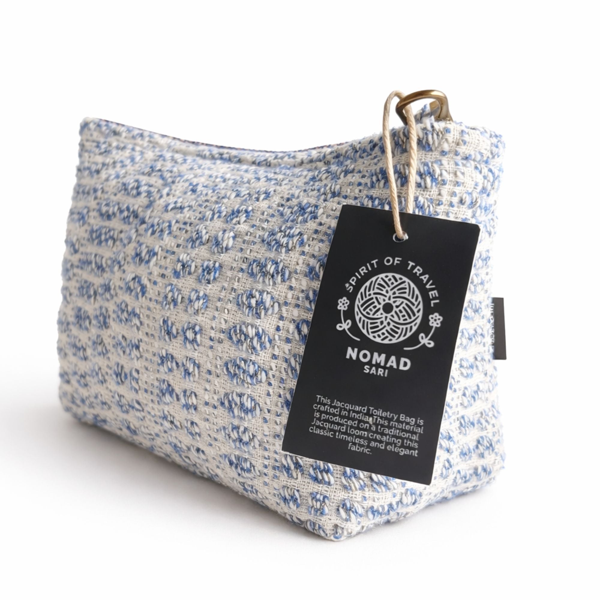Indigo Echo Jacquard Toiletry Bag | Handmade Indian Cotton