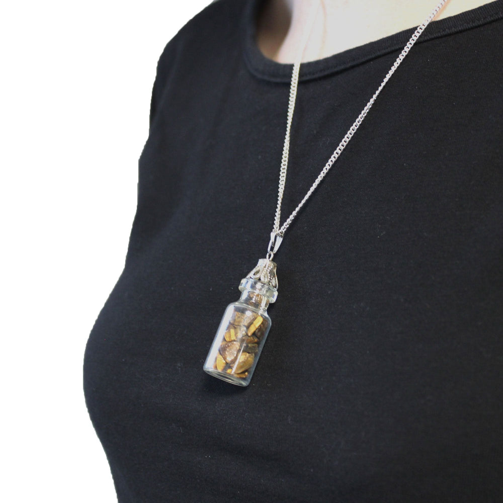 Tiger Eye Bottled Gemstones Necklace