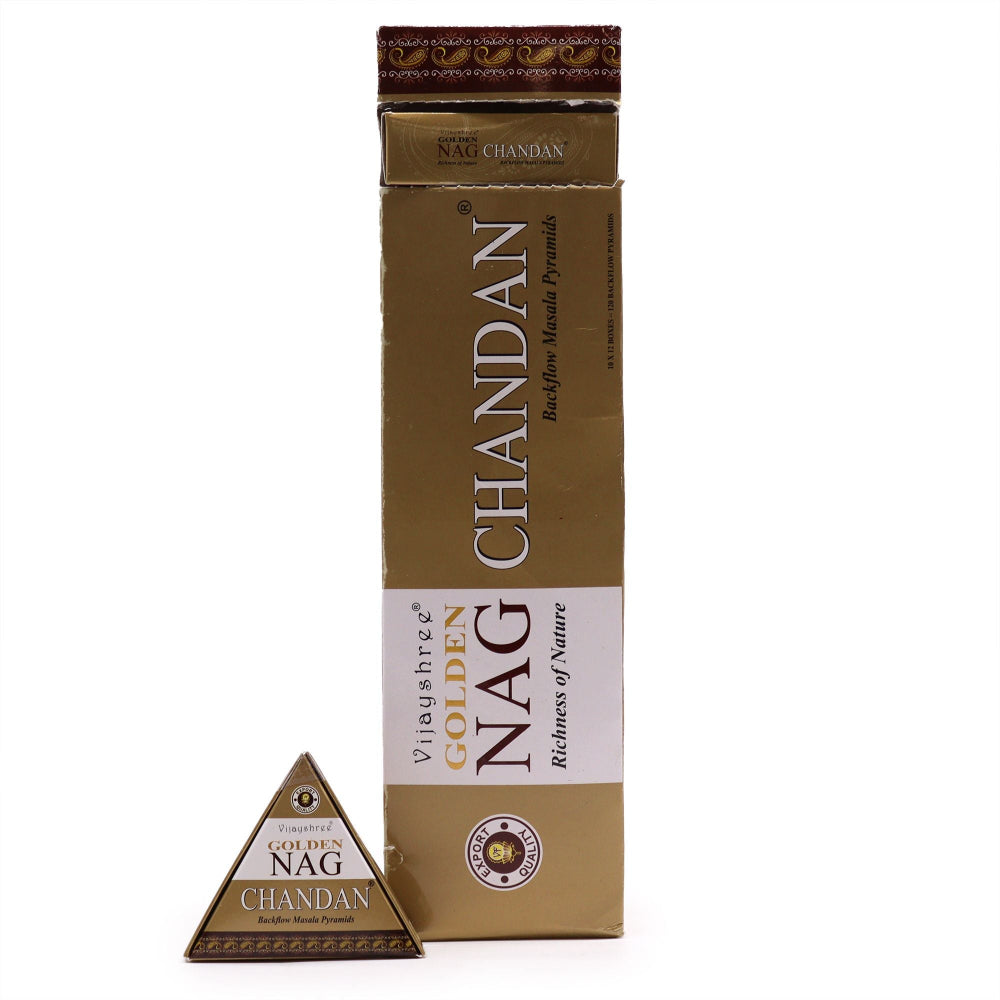 Nag Chandan incense packaging with triangle-shaped product on a white background