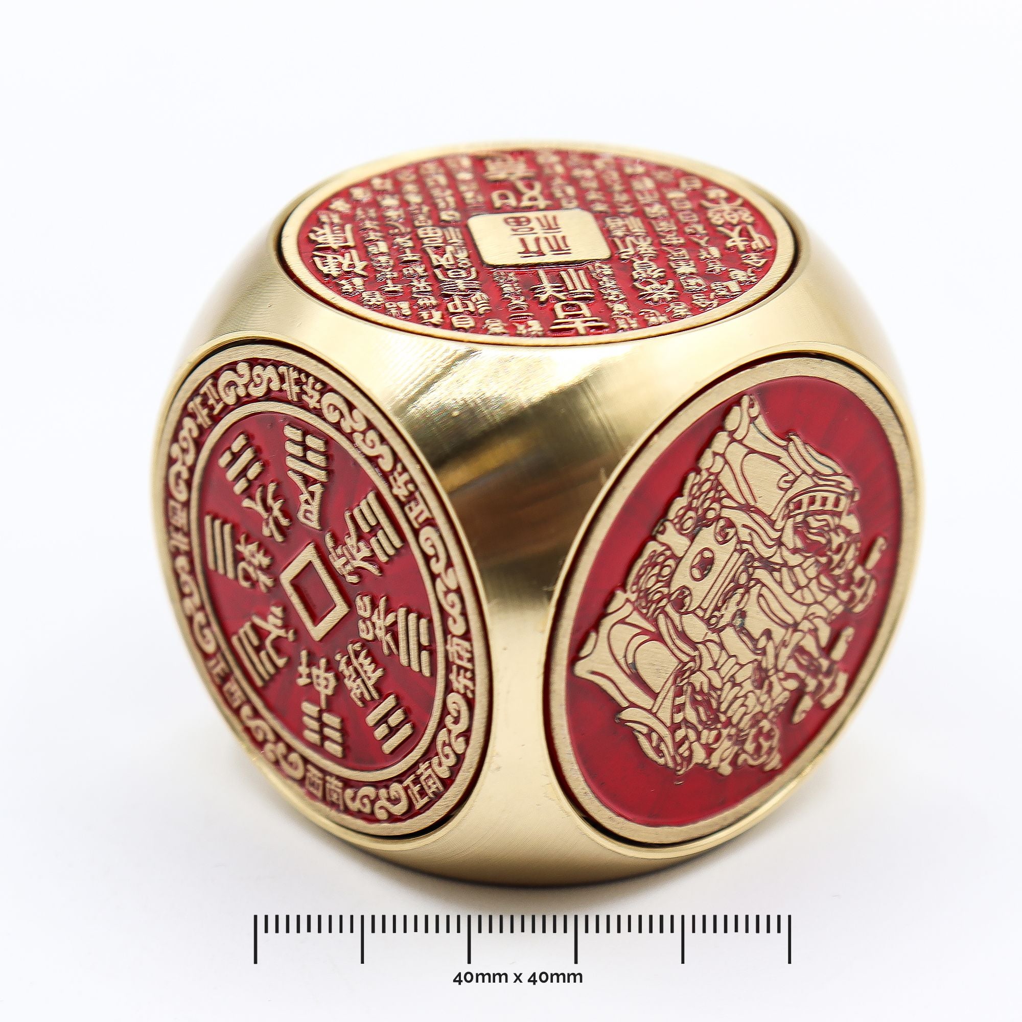 Red & Brass Feng Shui Fortune Prosperity Cube Flat