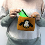 Cute Penguin Natural Felt Zipper Pouch (asst)