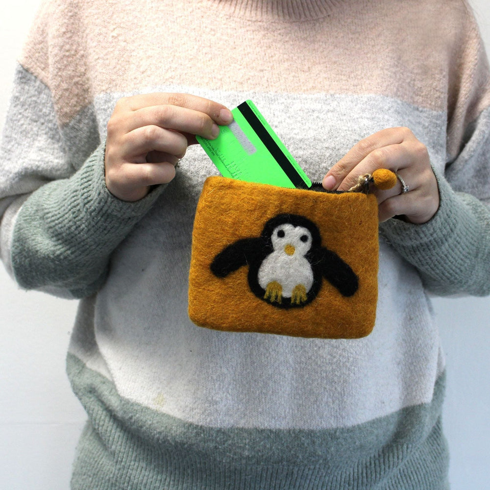 Cute Penguin Natural Felt Zipper Pouch (asst)