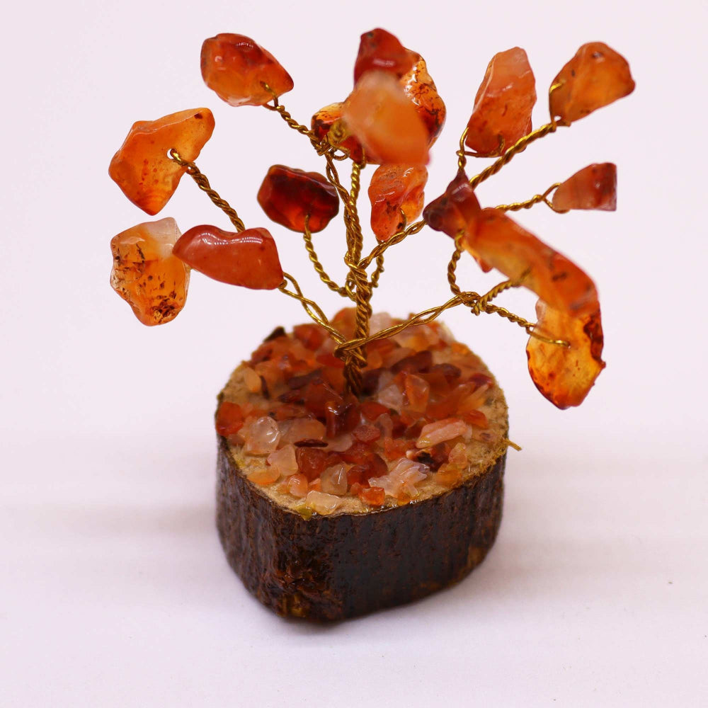 Carnelian (15 stones) Mini Gemstone Tree On Wood Base