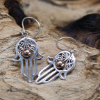 Hamsa Silver & Gold Earrings