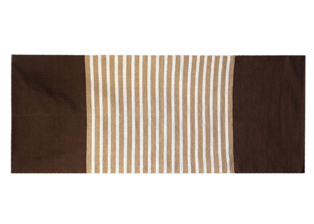 Dark Brown / Beige Indian Cotton Rug