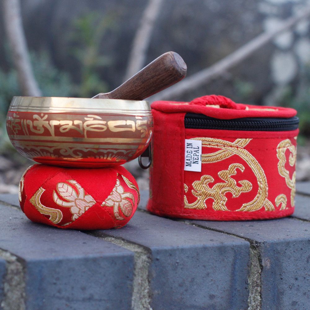 Red Mini Singing Bowl Gift Set