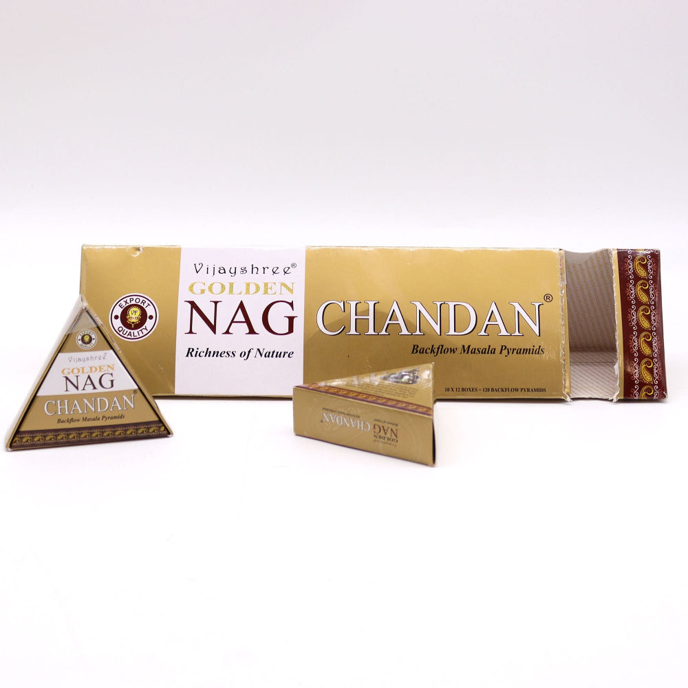 Packaging of Golden Nag Chandan incense sticks on a white background