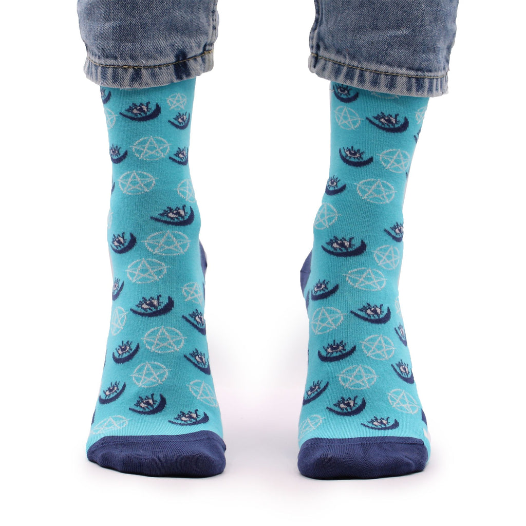 Pentagram and Evil Eye Hop Hare Bamboo Socks S/M