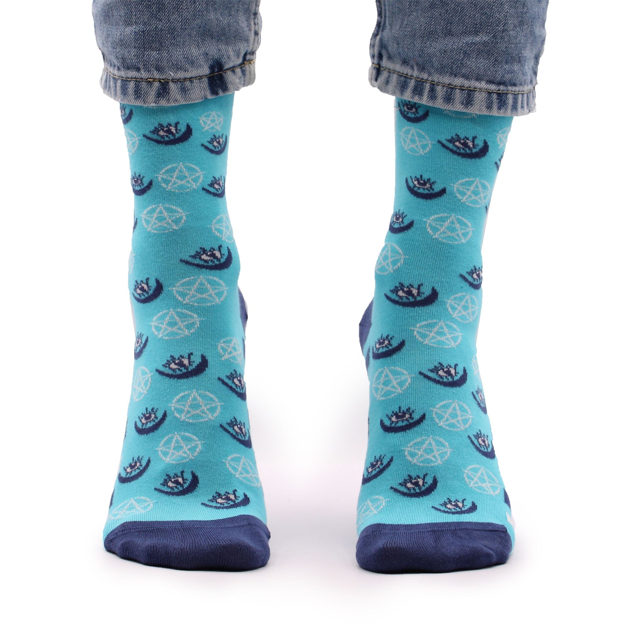 Pentagram and Evil Eye Hop Hare Bamboo Socks S/M