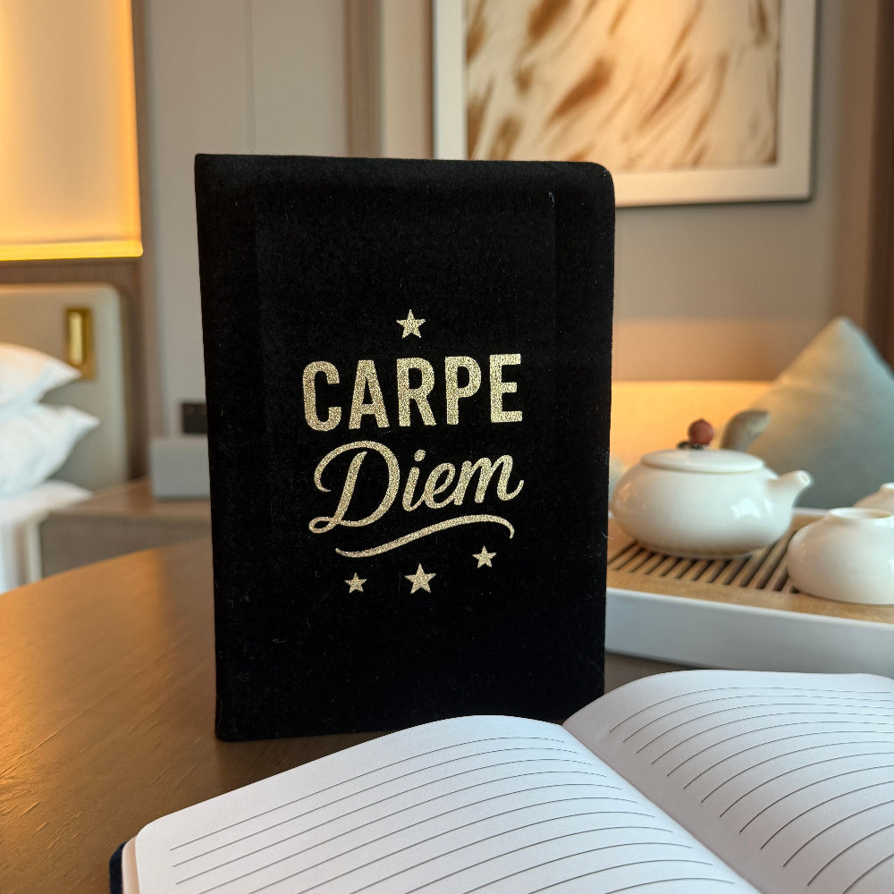 Carpe Diem Black Velvet Notebook