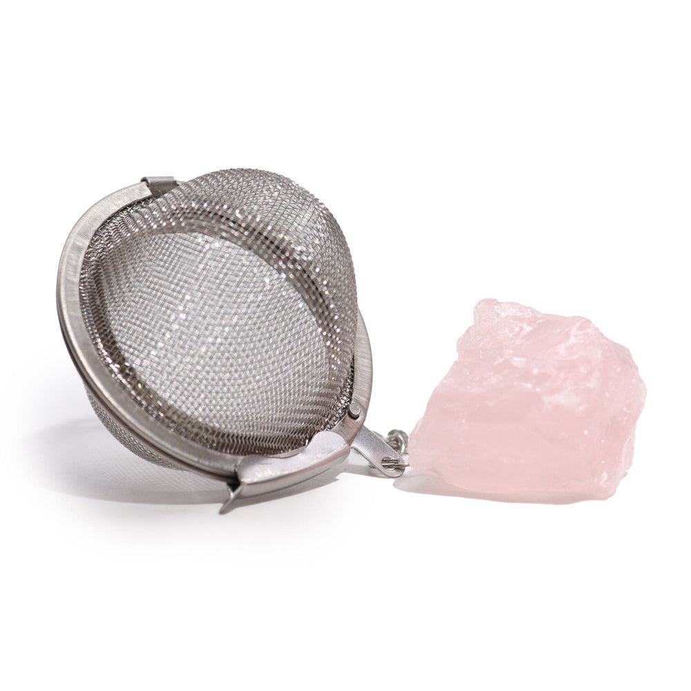 Rose Quartz Raw Crystal Gemstone Tea Strainer
