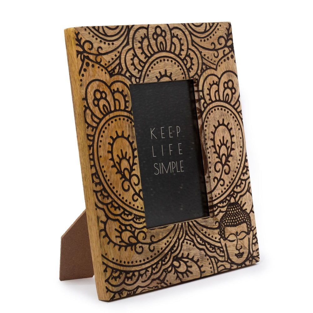Buddha Black Mango Wood Picture Frame Medium