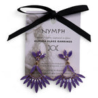 Lavender Long Drop Vintage Glass Earrings