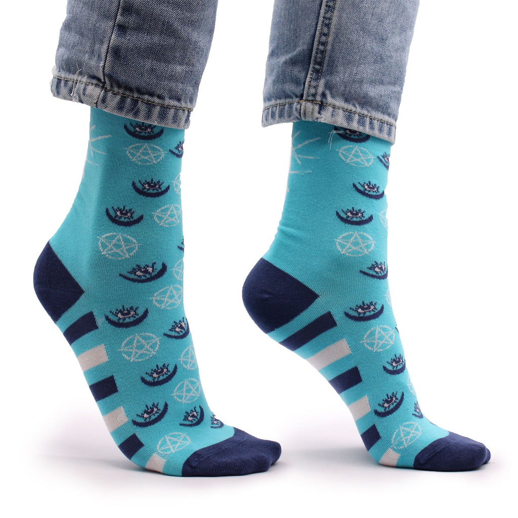 Pentagram and Evil Eye Hop Hare Bamboo Socks S/M