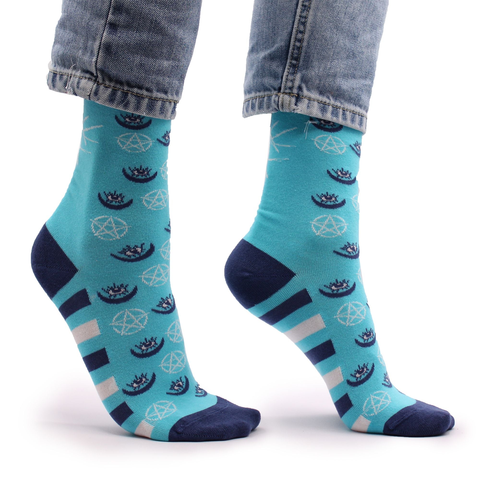 Pentagram and Evil Eye Hop Hare Bamboo Socks S/M