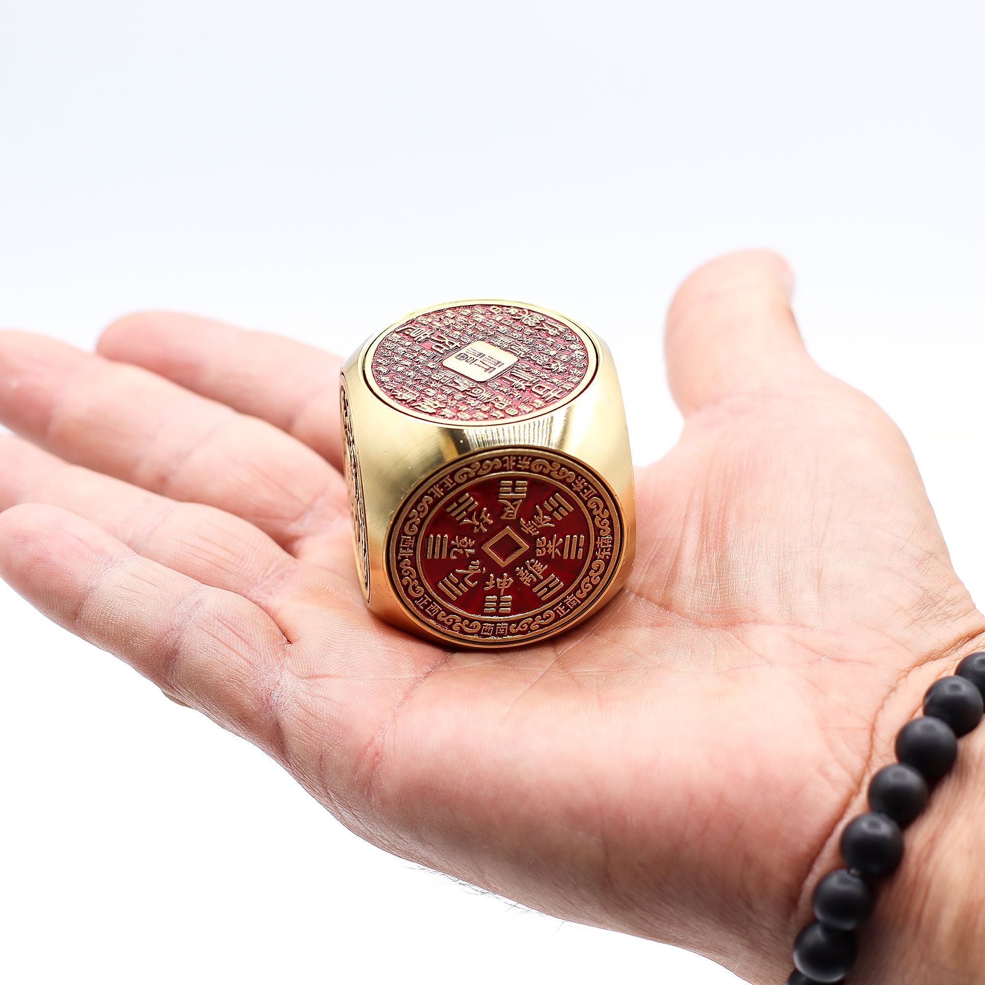 Red & Brass Feng Shui Fortune Prosperity Cube Flat