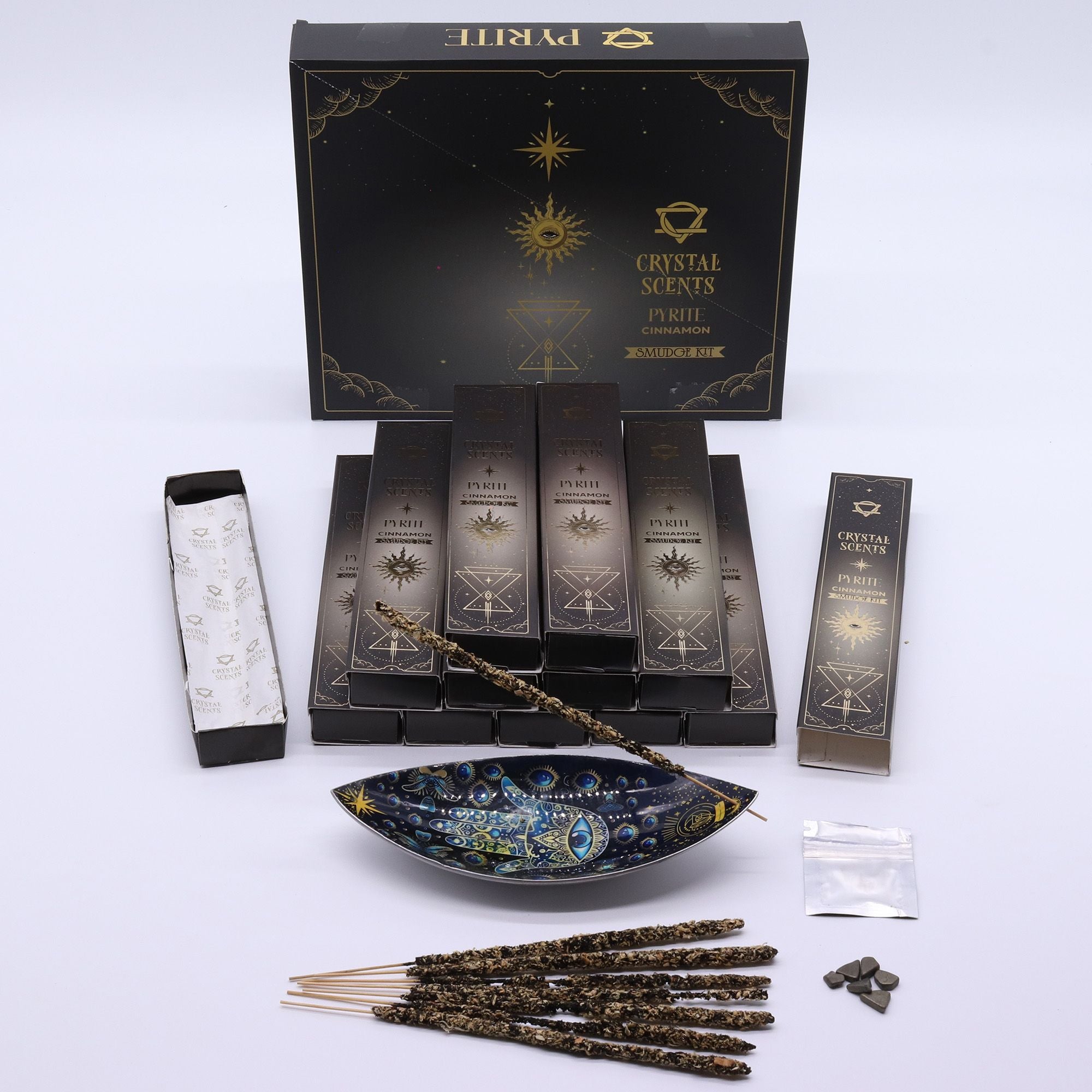 Crystal Scents Pyrite Cinnamon Smudge Kit