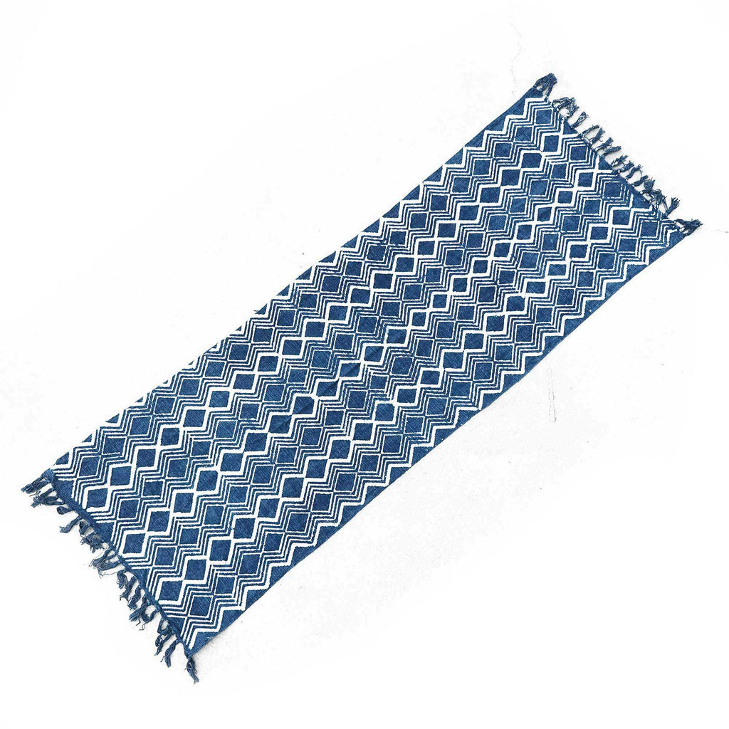 Heerak Pattern Handmade Indigo Runner