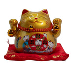 Gold Money Cat on Cushion Ceramic Bank