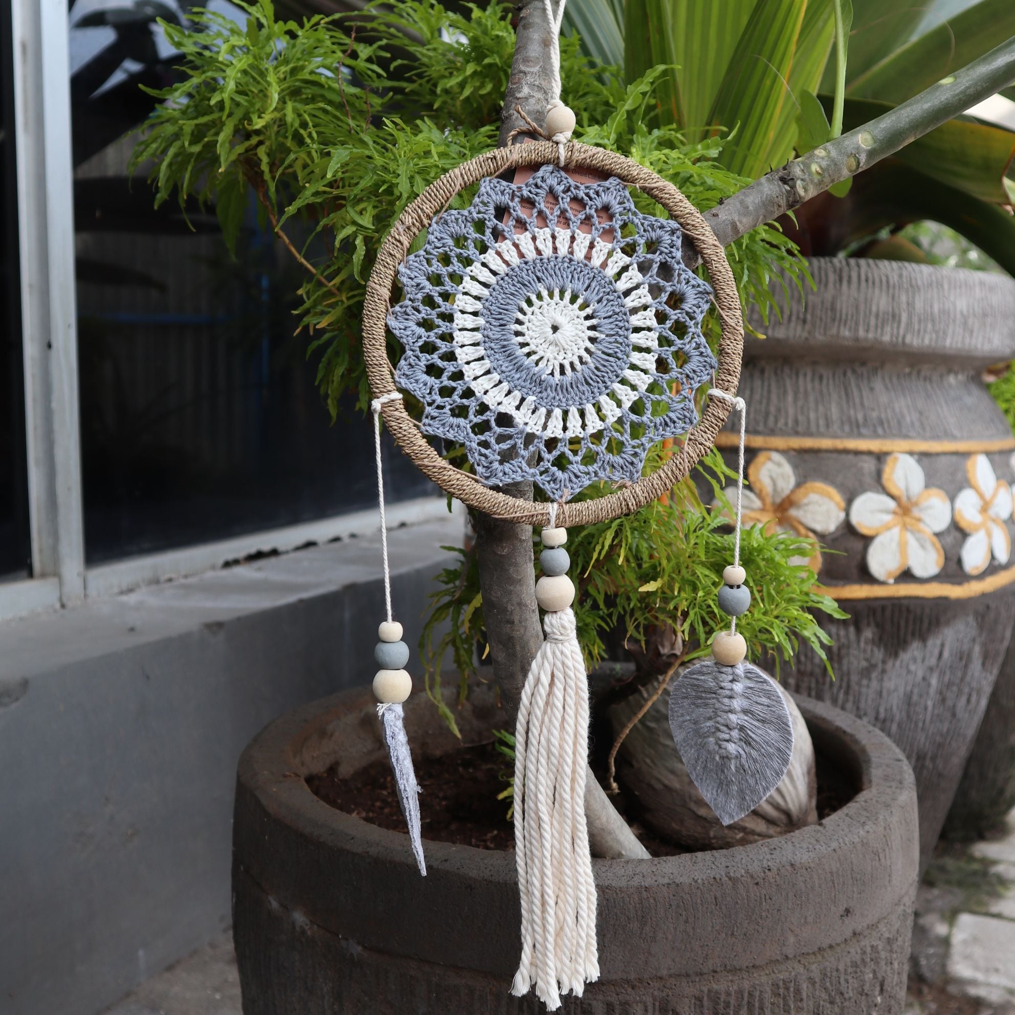 Elemental Spirits Grey Dream Catcher  Medium