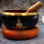 Buddha Black/Orange Singing Bowl Set  Large 14cm