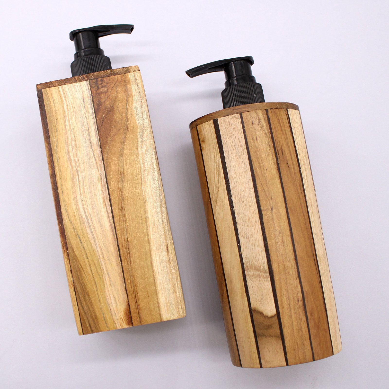 Round Natural Teakwood Soap Dispenser