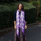 Lavender Stripes & Motif Boho Java Art Stole Scarf