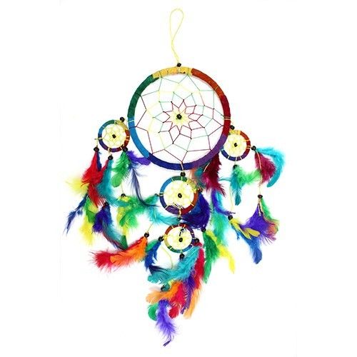 Rainbow Large Round  Bali Dreamcatcher