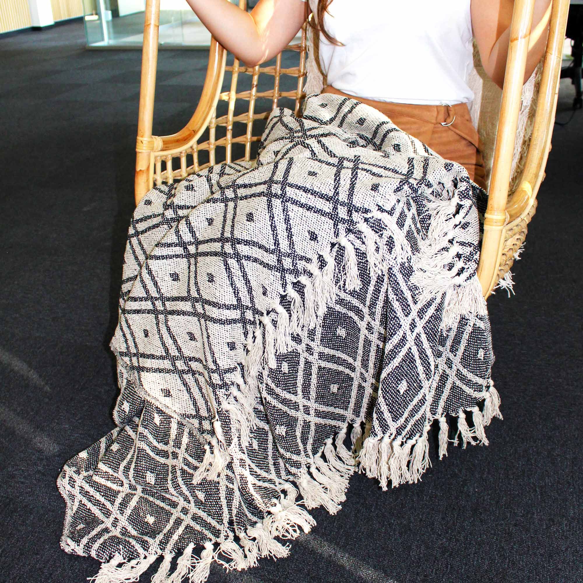 Black & Beige Regency Boho Comfort Throws