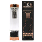 Onyx Rose Gold Crystal Glass Tea Infuser Bottle