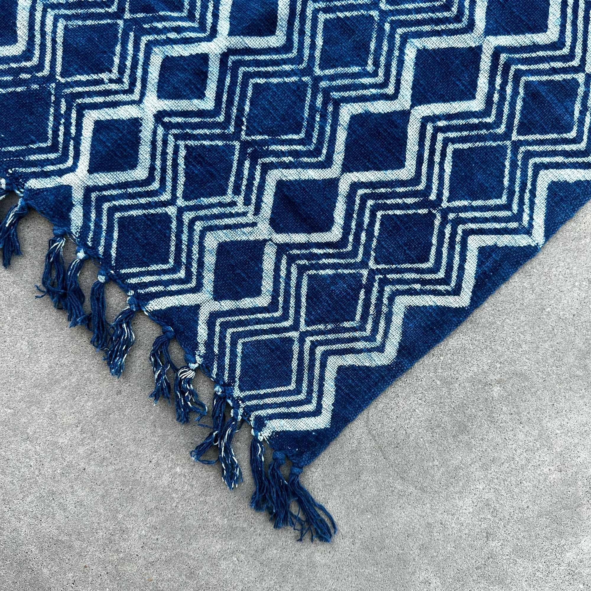 Heerak Pattern Handmade Indigo Runner