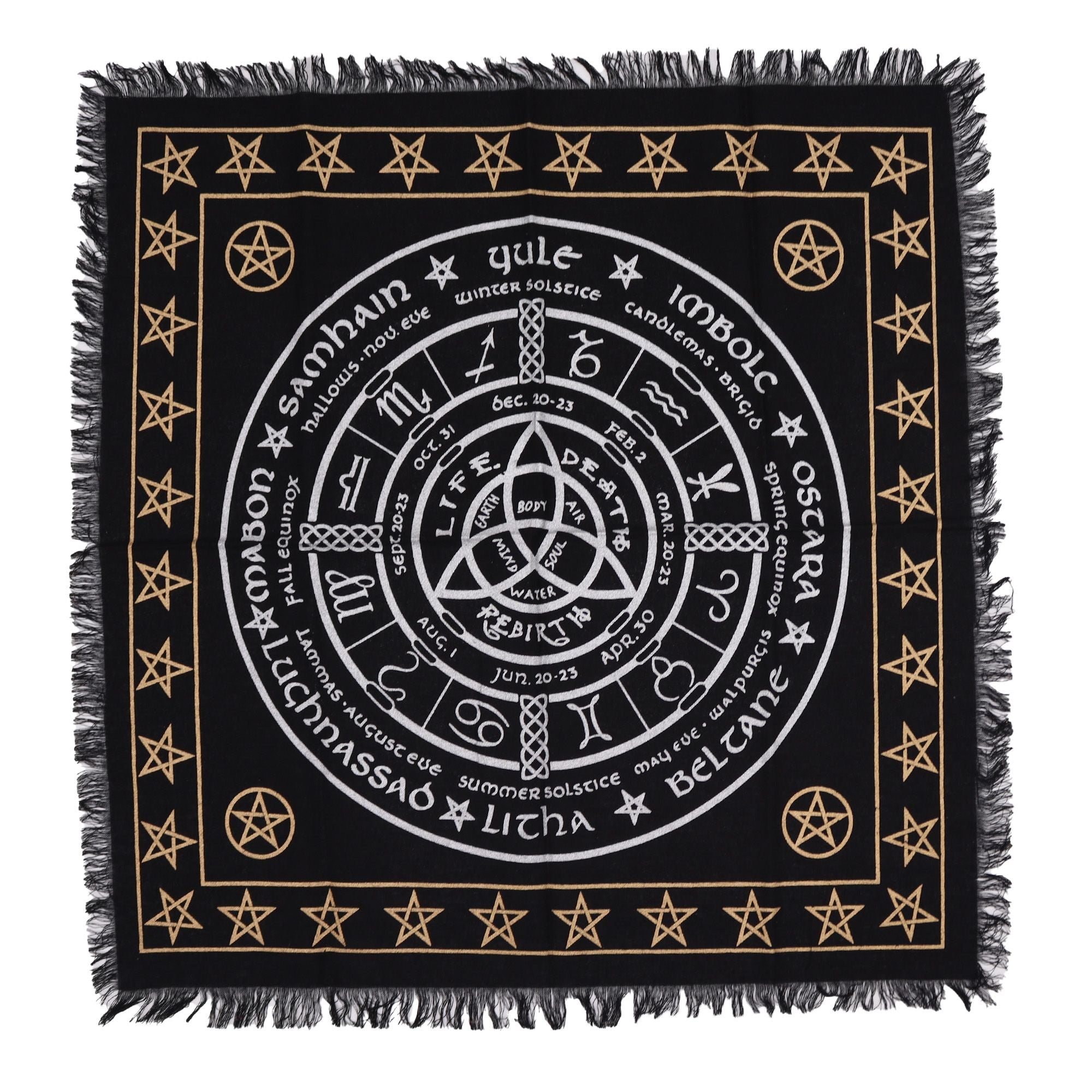 Life Death Rebirth Esoteric Fringed Altar Cloth