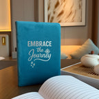 Embrace The Journey Light Blue Velvet Notebook