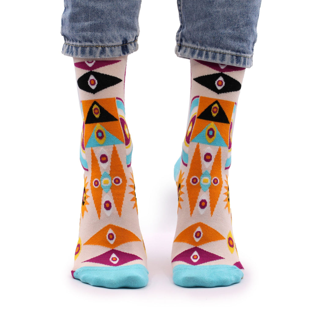 Psychedelic Evil Eye Hop Hare Bamboo Socks S/M