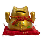 Gold Money Cat on Cushion Ceramic Bank