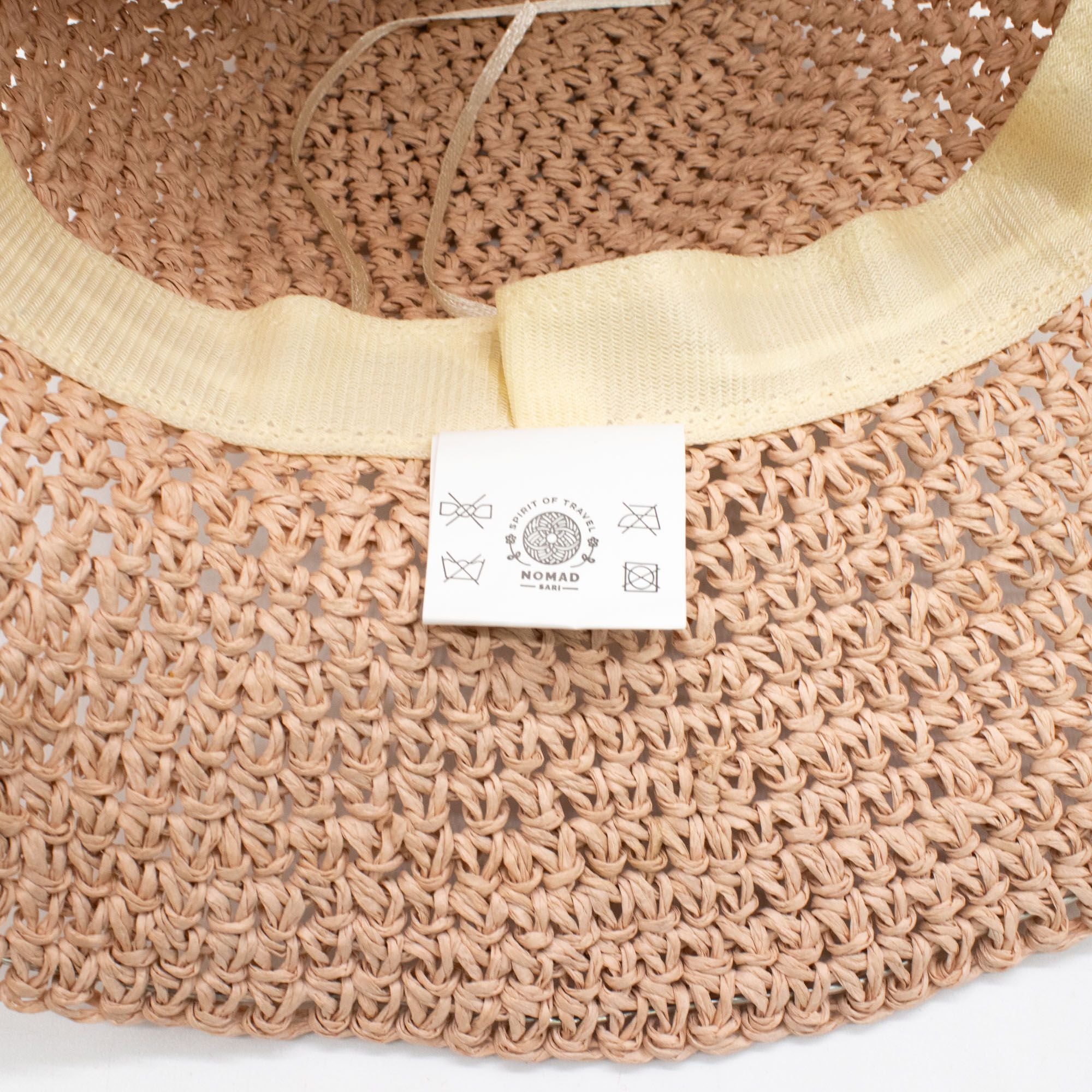 Rose Blush Nomad Sari Floppy Straw Sun Hat