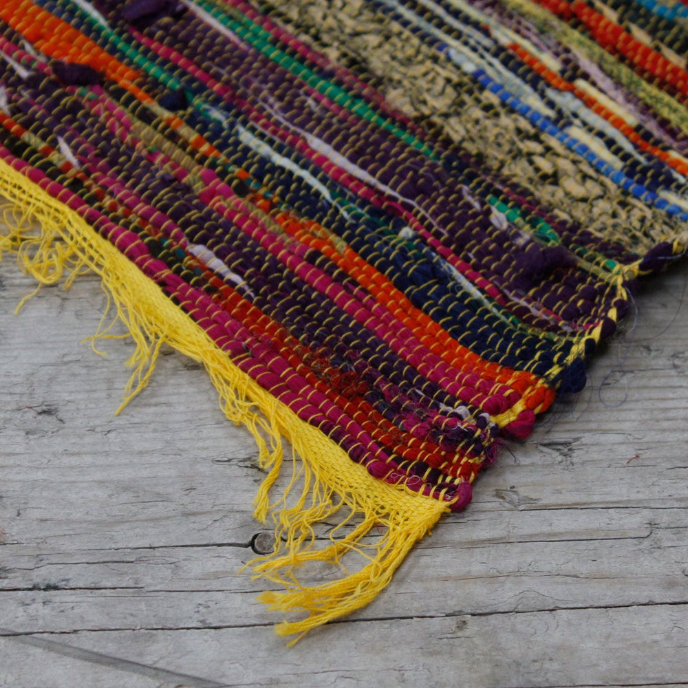 Yellow  Luxury Rag Rug 154 x 90cm