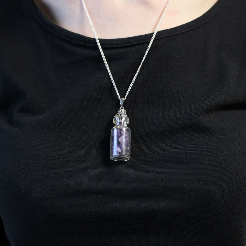 Amethyst Bottled Gemstones Necklace